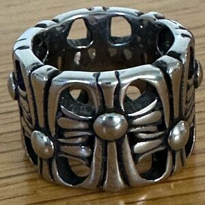 Gothic Metal Heart Cross Cemetery Goth Ring Heavy 8